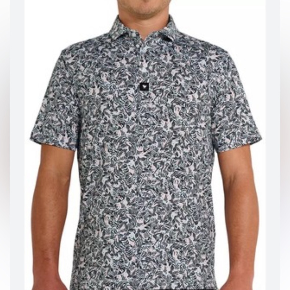 Bad Birdie Men’s Koi Fish Golf Athletic Polo Short Sleeve Shirt Top Size 2XL